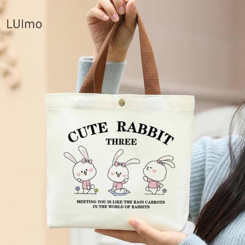 Luimo Họa Tiết Hoạt Hình In Hình Túi Xách Vải Nhân Viên Văn Phòng Túi Tote Ăn Trưa SBS Túi Bảo Quản