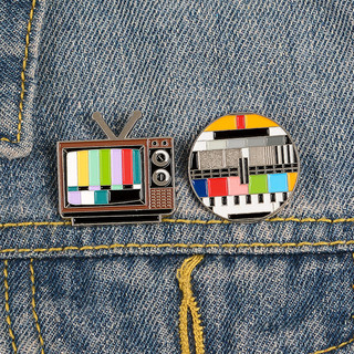 Vintage TV Pixel TV Huy Hiệu Kim Loại Vui Vẻ Và Dễ Thương Đài Phát Thanh Men Trâm Ba Lô Phụ Kiện Quà Tặng Cho Bạn Bè