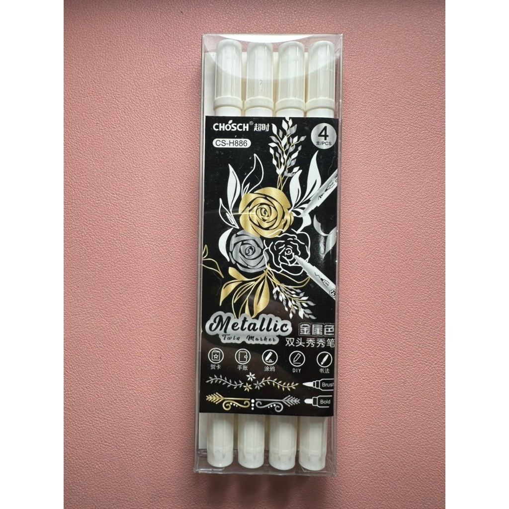 [ HÌNH THỰC TẾ ] Bút marker, bút dạ, bút nhũ Metallic Marker Chosch CS-H886 viết thiệp, vẽ trang trí sổ handmade DIY.