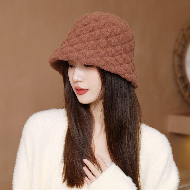 W Mùa Đông Nhật Bản Lười Thỏ Nhung Nón Nữ Thời Trang Hàn Quốc Xoắn Xếp Ly Ấm Xô Nón