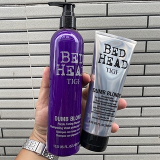 Gội xả tím khử vàng cho tóc tẩy, bạch kim Tigi Bed Head Dumb Blonde Purple Toning 400mlx2 [ TN ]