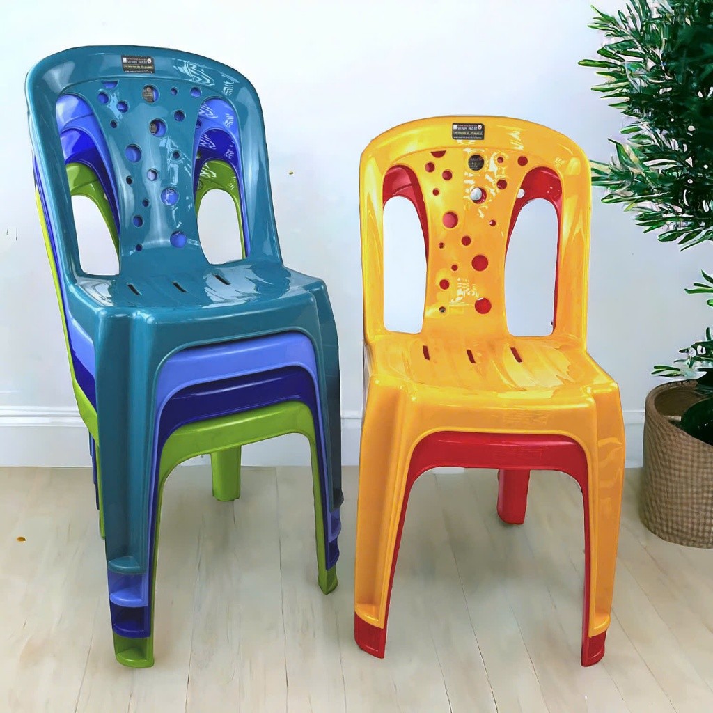 Ghế Dựa Cao Vinh Nam Plastic Size Lớn Và Nhỏ Ghế Nhựa Cao Cứng Cáp Lưng Có Lỗ Thoáng Khí Mã 011 013