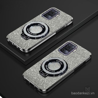 Ốp lưng cho OPPO A94 A74 A54 A95 A16S A17K A15S A31 A53 A76 A96, mạ kim tuyến, giá đỡ, ốp lưng silicone từ tính