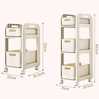 Xe đẩy lưu trữ kệ sách JKDESIGN, Xe đẩy lưu trữ cuộn 2 / 3 tầng có thể di chuyển, Giá lưu trữ nhiều lớp đa năng 4 bánh công suất lớn