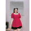 Set Đồ Bigsize Nữ Cổ Vuông Tay Bồng Thiết Kế Nhún Trước Vải Mềm Mát Tôn Dáng – SET55