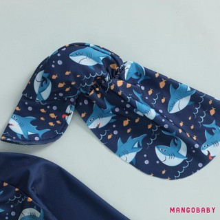 MG-Toddler Bé Trai Rash Guard Đồ Bơi Khủng Long / Cá Mập In Hình Dài Tay Zip Bộ Đồ Tắm Có Mũ Bơi