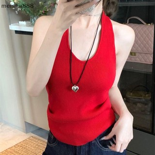 Meisha888 Retro Cổ Chữ V Không Tay Ôm Dệt Kim Dây Cổ Áo Vest Nữ Mùa Hè Đẹp
