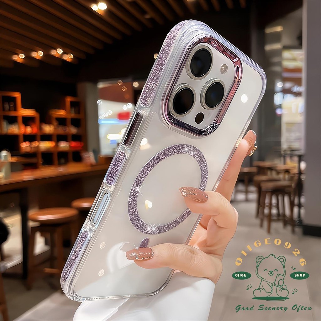 Ốp điện thoại từ tính chống rơi long lanh chống rơi iphone16 Pro Max 15 14 13 12 11 vỏ cho vỏ iPhone vỏ mềm TPU chống sốc