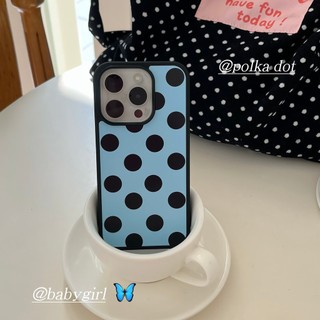Zhao Lusi Cùng Một Ốp Lưng Cho iPhone Đen Trắng Chấm Bi Acrylic Cạnh Đen Apple iPhone Case 16ProMax 15Pro 14Pro Chống Rơi