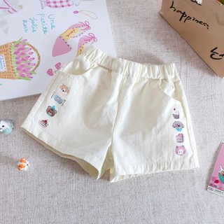 Quần short bé gái mùa hè phong cách Hàn Quốc – In hình hoạt hình ngộ nghĩnh, vải mỏng nhẹ thoáng mát