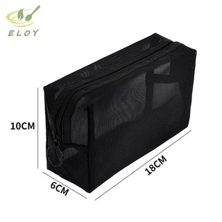 [ELOY] Túi đựng mỹ phẩm trong suốt lưới Túi trang điểm nhỏ màu đen lớn Túi đựng đồ vệ sinh du lịch di động Hộp đựng môi Túi đựng VN