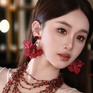 1 đôi bông tai tua rua hoa siêu cổ tích, bông tai thời trang và đa năng cho đầu xuân