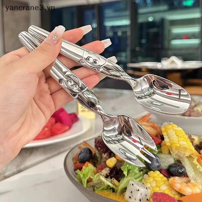 {YAN3} Muỗng Inox Nĩa Trẻ Em Thìa Nĩa Trái Cây Hoạt Hình Sáng Tạo Nĩa Gấu Ăn Thìa Cho Bé Thìa Canh {yancrane3.vn}