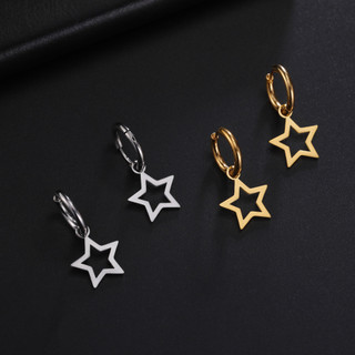 Bông tai pentagram thu hút cho nữ, thép titan, phụ kiện thời trang
