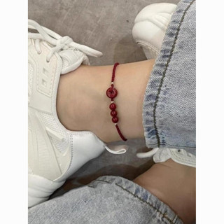 🌟Vòng chân dây đỏ hình khóa hòa bình và thành công cho phụ nữ, bạn bè, sinh viên, năm hoàng đạo 3SQH
