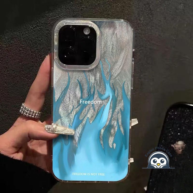 Ốp Điện Thoại Camlet Ngọn Lửa Xanh Và Hồng Mới Cho OPPO A5 Pro Reno 13F 13 12 FS Pro 12F Realme 14 Pro Plus F27 5G Shine Back Cover Cặp Đôi Vỏ Mềm Chống Rơi