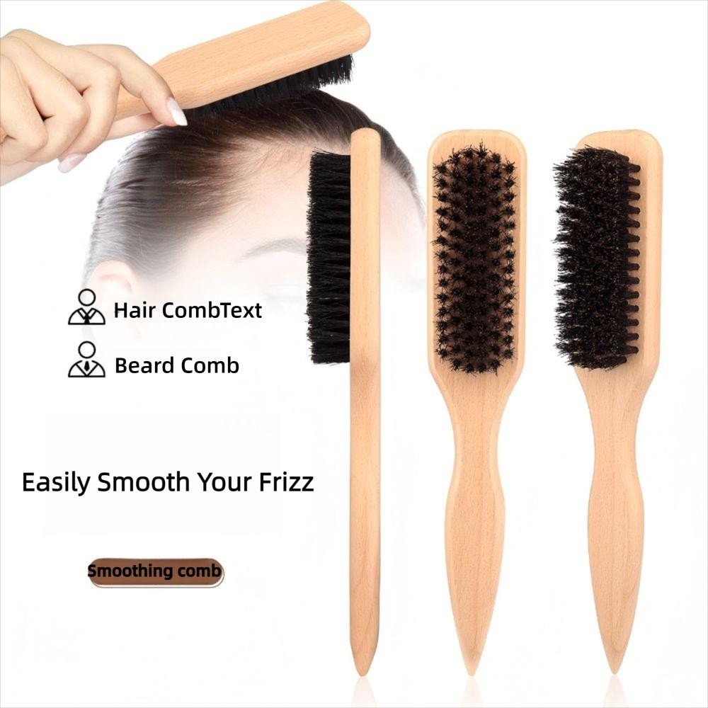 NORDICLIFE Slick Back Hair Brush, Chức năng trêu chọc bằng gỗ Bàn chải tóc lông Boar, Flyaways Control Smooth Backcombing Design Sleek Ponytail Brush Dụng cụ tạo kiểu tóc