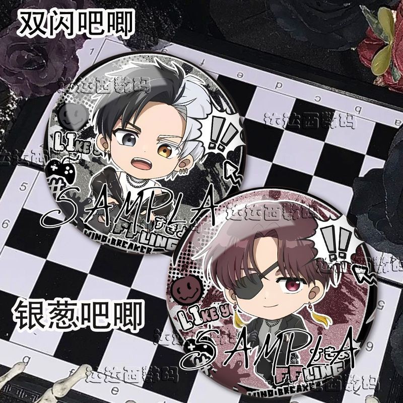Huy hiệu phản quang lấp lánh WIND BREAKER – Trâm cài ghim Sakura Haruka & Yui Akihiko 58mm