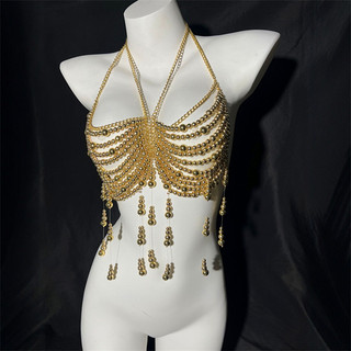 1 Chiếc Ngọc Trai Dây Xích Tua Rua Treo Cổ Áo vest top body Chain