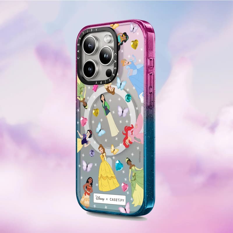 CASECASE X Disney Princess Case Black Edge Peach Haze Cotton Candy Collection Color Clear Hard Case Impact Case cho Apple IPhone 12 13 14 15 16 Pro Max Plus có hộp