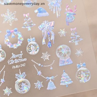 [savemoneyeveryday] Nhãn dán nghệ thuật làm móng cây thông Noel Bông tuyết dễ thương Ngôi sao tự dính Nhãn dán nghệ thuật làm móng tay dập nổi 5D [vn]