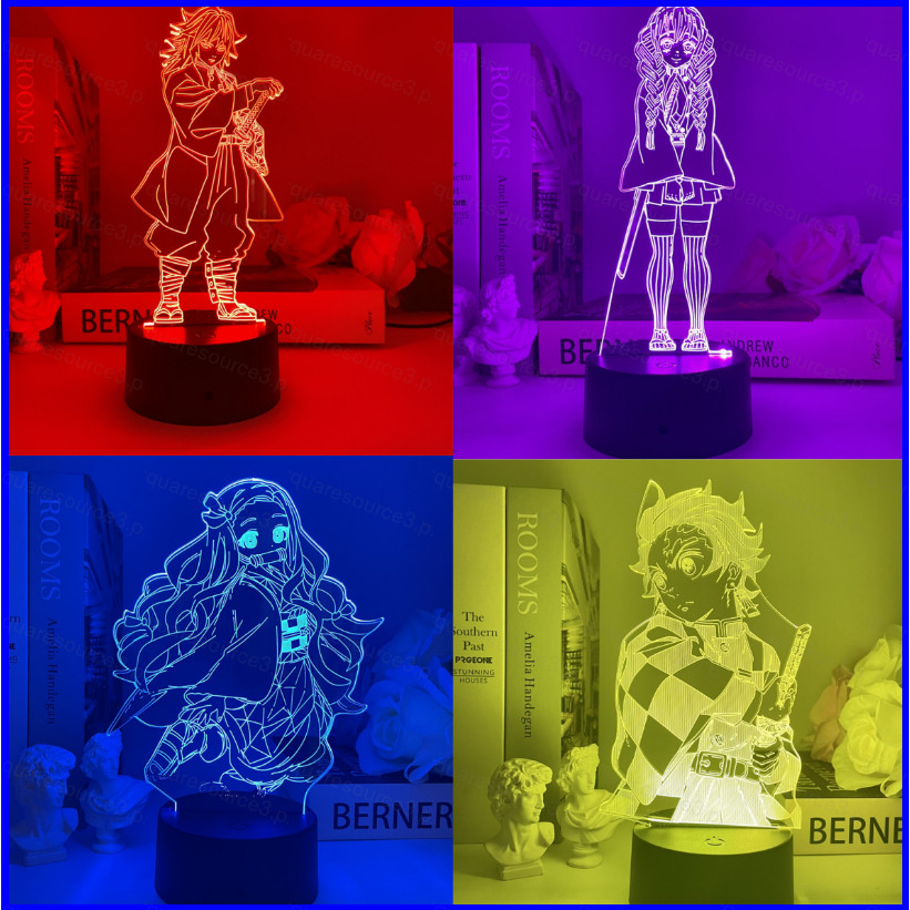 SQ3 Demon Slayer Đèn Ngủ Anime 3d Đèn LED Từ Xa Sạc USB Chiếu Sáng Tanjirou Nezuko Bộ Sưu Tập Trang Trí Nhà Quà Tặng