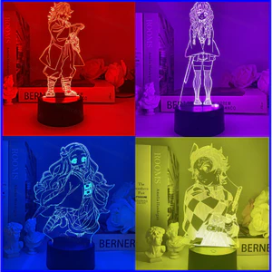 SQ3 Demon Slayer Đèn Ngủ Anime 3d Đèn LED Từ Xa Sạc USB Chiếu Sáng Tanjirou Nezuko Bộ Sưu Tập Trang Trí Nhà Quà Tặng