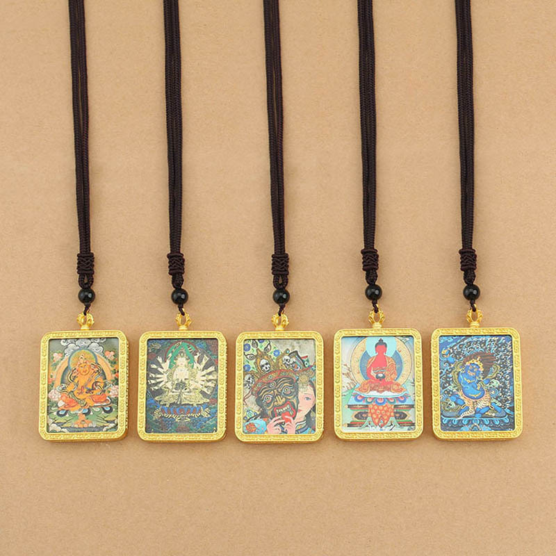 ✨Phong Cách Tây Tạng Vòng Cổ Thangka Tám Thần Hộ Mệnh Mặt Dây Cung Hoàng Đạo Zakiram Huang Thần Tài Xem Trang Sức Cổ Điển 25.5.20