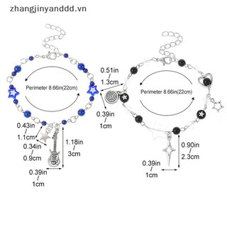 # yanddd # Vòng tay cặp đôi Y2K hợp thời trang mới dành cho nữ Cô gái Mặt dây chuyền đàn Guitar Pentagram rỗng Vòng tay đính cườm Quà tặng trang sức bạn bè.