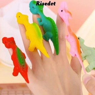 Risedot 5 Đồ chơi khủng long phóng ra, Động vật hoạt hình không biến dạng Đồ chơi ngón tay khủng long, Máy xúc tác ngón tay khủng long