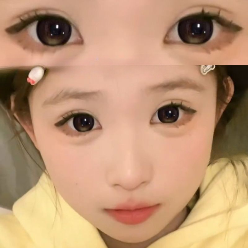 Set 2 Kính Áp Tròng Màu Đen contact lenses 0 ~-8.00 black len 14.2mm lens cận lens nâu bean black 007