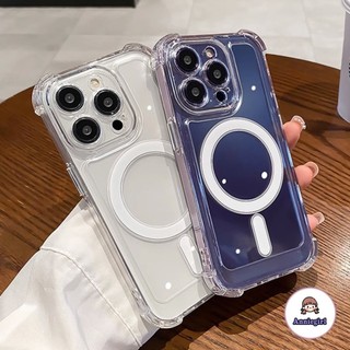 Ốp điện thoại trong suốt pha lê Acylic từ tính đơn giản cho IPhone 11 15 16 Pro max 16plus 13 ProMax 12 14pro max X XR 7 8 Plus Ốp lưng chống sốc bốn góc