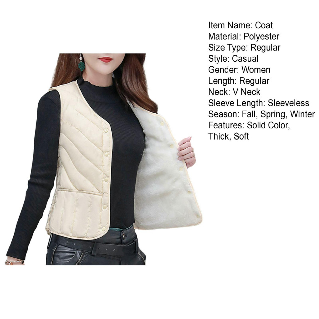 Xia| Áo khoác nữ màu trơn Áo khoác nữ thời trang Áo Vest mùa đông Áo khoác không tay ấm áp cho áo len Cardigan ngực đơn ngực thoải mái chống gió Slim Fit màu trơn cho lạnh