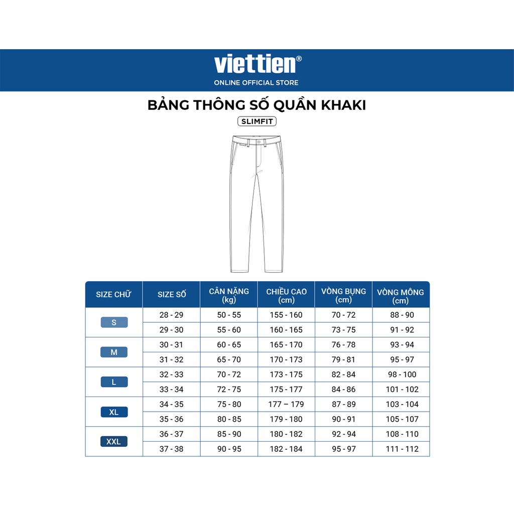 Quần Khaki 1Ply Viettien Smart Casual Vải Cottton Phom Regular VT00000250