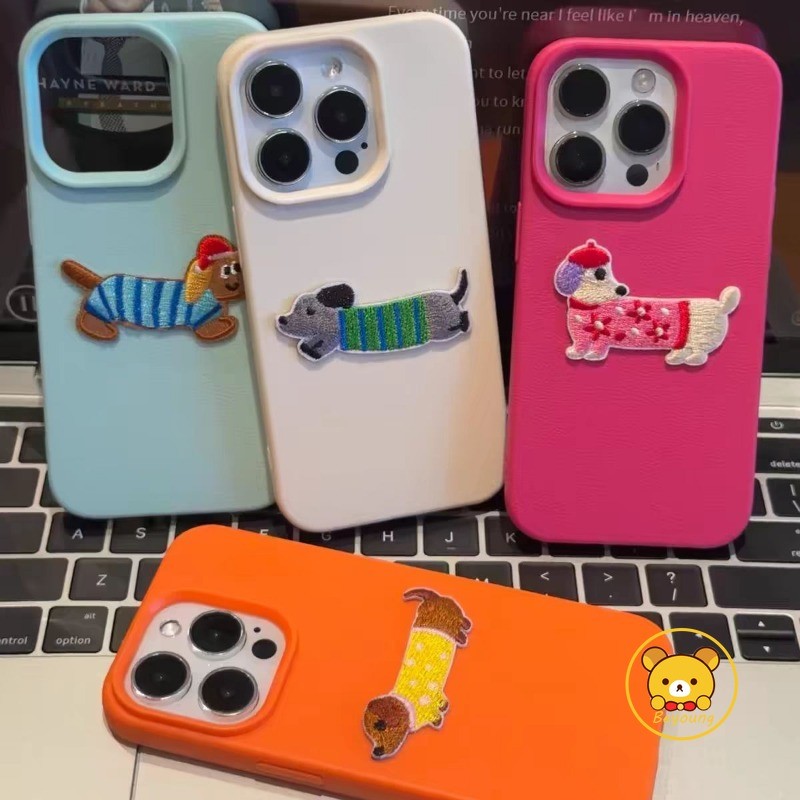 Vỏ Mềm Chó Dachshund Thêu Ngộ nghĩnh Cho iPhone 12 11 Pro Max 12 Mini XS Max X XR 8 7 6 6S Plus SE 2020 Vỏ Điện Thoại Da Chống Rơi Vỏ Dễ Thương