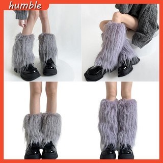 Hum Phong Cách Lông Chân Ấm Áp Cho Nữ Mùa Đông Phụ Kiện Màu Trơn Dày Fuzzy Sang Trọng Boot Toppers Còng Tất Không Chân