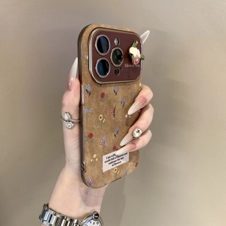 Sang Trọng Sa Mạc Vàng Cửa Sổ Lớn Toàn Màn Hình Hoa Nhỏ Điện Thoại Di Động Cho iPhone16 15 14 13 12 11 Pro Max Chống Sốc Bảo Vệ Camera Ốp Lưng Mềm Chống Rơi