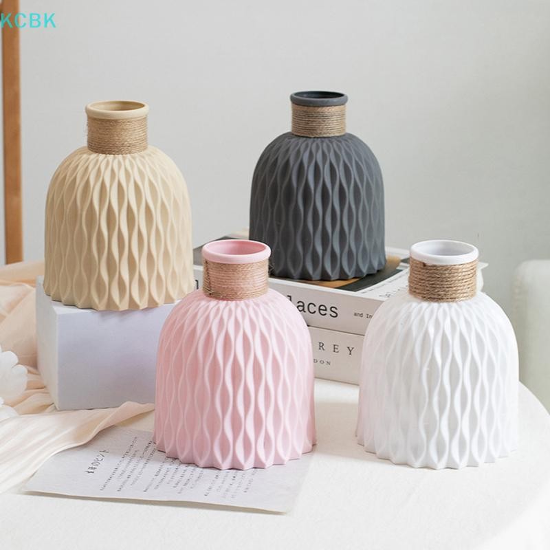 [Kc] 1 Bình hoa bằng nhựa gợn sóng nước Sắp xếp chậu hoa phong cách Bắc Âu hiện đại Trang trí phòng khách tại nhà Trang trí máy tính để bàn [BK]