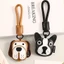CORALTIDE Túi Charm, Móc khóa xe chó con bằng hợp kim da, Phim hoạt hình dễ thương Màu đen Nâu Mặt dây chuyền nhỏ Sinh nhật