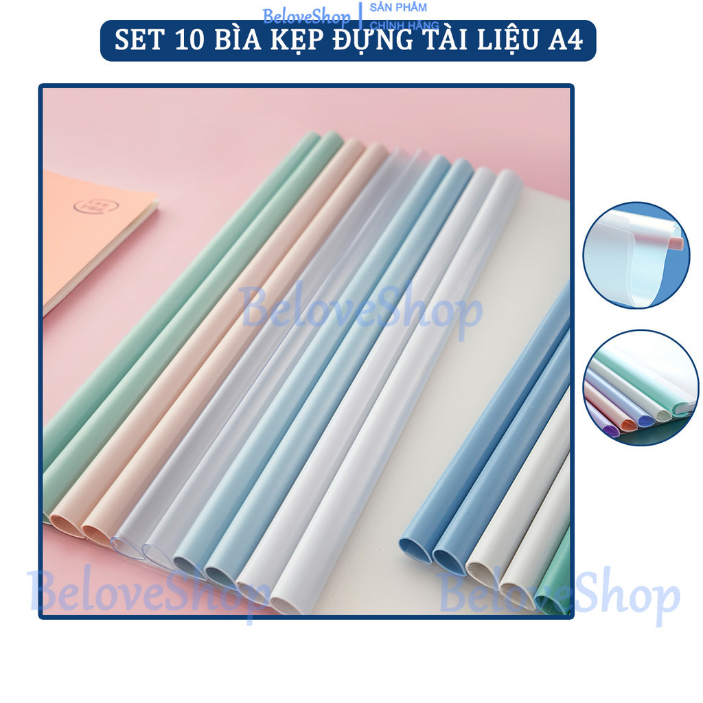 Set 10 (Loại dày) Kẹp tài liệu, bìa kẹp file đựng tài liệu A4, bìa hồ ...