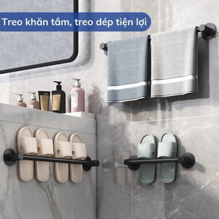 Giá treo dép, giá treo khăn nhà tắm dán tường tiện lợi nhôm phun sơn tĩnh điện , Không cần đục lỗ, kích cỡ đa dạng SUNND