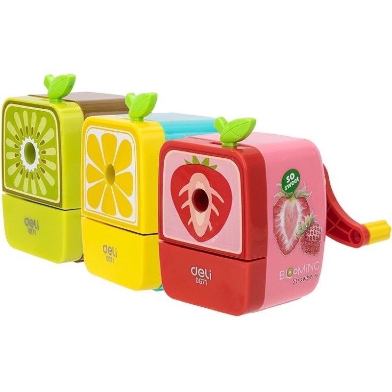 Gọt chuốt bút chì quay tay Deli E0671 hình trái cây hoa quả. -
