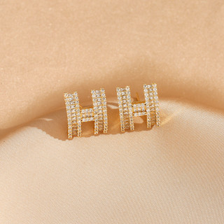 đây chuyển nhượng bạc nữ S925 chính kim Viện moissanite cao cấp trong cách điện bông tai cao cấp chữ H S62