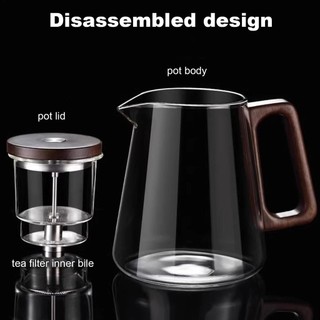 Ấm pha trà thủy tinh 800ml chịu nhiệt có lọc, pha cà phê, dùng cho Kung Fu, văn phòng