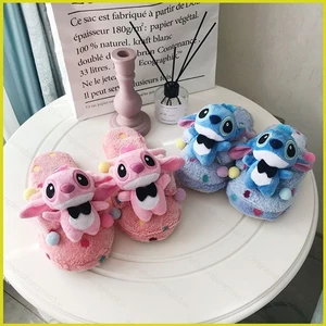 PS1 Dễ Thương Stitch Sang Trọng Dép Nữ Nhồi Bông Giày Mùa Đông Quà Tặng Nhà Dép Thường Ngày Sáng Tạo Dễ Thương Xe Mềm Mại