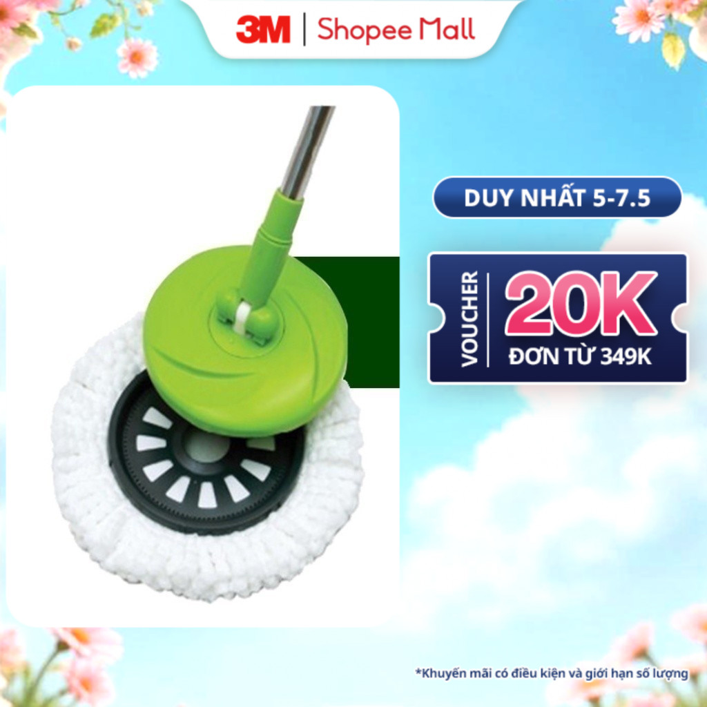 Ảnh Bông lau thay thế Bộ cây lau nhà 360 độ 3M™ Scotch-Brite™, thấm hút nước tốt, 32.5x32.5cm 1