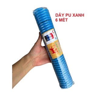 [MÀU XANH] Dây hơi PU xoắn dùng cho máy khí nén phi 8 dài 6m 9m 12m chịu áp lực cao dẻo mềm