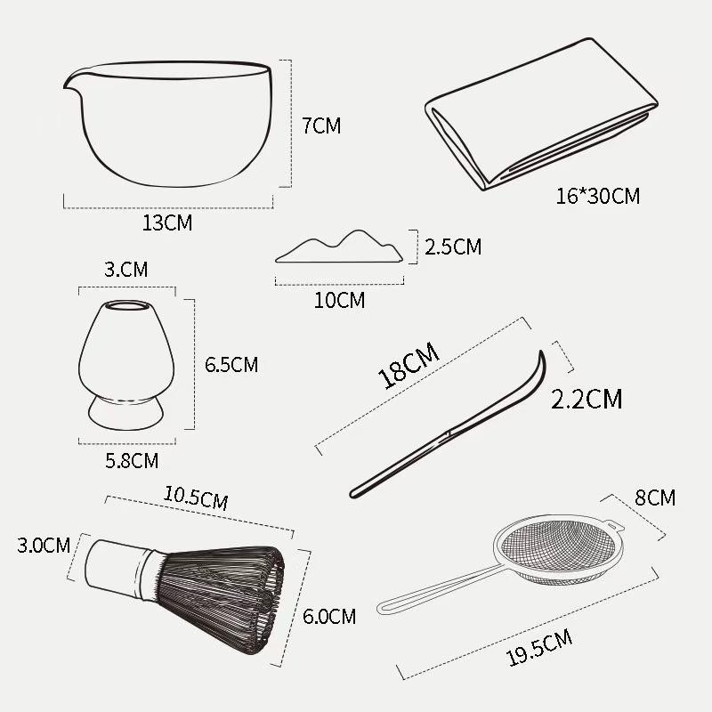 Pha Matcha Bộ Chổi 7in1,Nhật Bản Matcha Whisk (7 chiếc),Cây khuấy trà xanh,Dụng Cụ Pha Trà