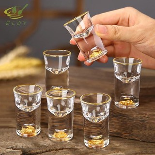 [ELOY] Thủy Tinh Pha Lê Vodka Thủy Tinh Sake Shochu Glass Bar Rượu mùi Đôi Đáy Vàng Lá Thủy Tinh Trà Quà Tặng Cao Cấp Rượu Cứng VN