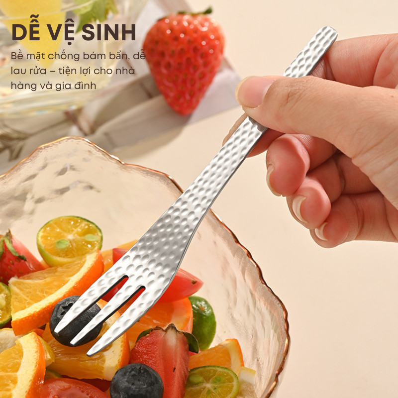 Bộ Thìa Nĩa Inox 304 Vân Rắn Dùng Ăn Tráng Miệng, Trái Cây Chất Liệu 2 Màu Dùng Nhà Hàng, Khách Sạn Cao Cấp | 278